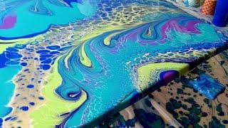 259 Fun Puddle~Swipe~Wreck~and spin. Beautiful colors 🩵Must see #swipe #abstract #fluidart