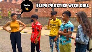 Flips Practice with girl 