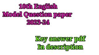 10th English Model question paper 2023-24 Key answer pdf @learneasilyhub