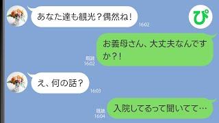【LINE】妻と娘と家族旅行に行ったら入院しているはずの義母に会った→混乱する俺に義母が…【スカッと修羅場】
