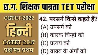 CGTET 2017 Paper 1 Solved Paper हिन्दी | CGTET 2022 | CGTET Hindi | CGVYAPAM CGTET