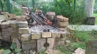 Making fire for BBQ