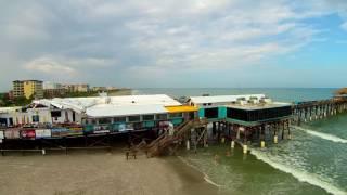 Cocoa Beach Pier Storm Damage Aerial Drone Video