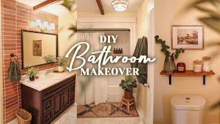 Extreme DIY Bathroom Makeover (Rental Friendly) | DIY Floors, Countertops, Backsplash & More!