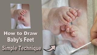 PASTEL PENCIL Portrait Tutorial. HOW to DRAW Baby FEET.  Narrated with real-time footage.