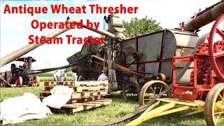 THRESHING Wheat with STEAM TRACTOR POWER in AMISH LAND Big Spring Farm Days New Holland, PA