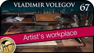 Artist's workplace: palette table with drawers by Vladimir Volegov