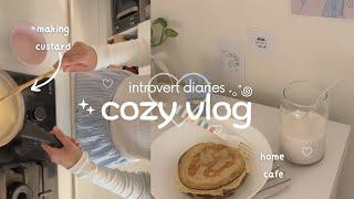 cozy vlogintrovert diaries,a weekend in my life,making custard pancake,home cafe