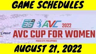 2022 AVC GAME SCHEDULES| August 21, 2022 | Elimination Round Women's Volleyball Update