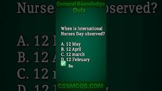 When is International Nurses Day observed #gk #question #mcq #quiz #answer