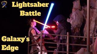 Star Wars Lightsaber Battle and Stunt Show in Galaxy's Edge during media event