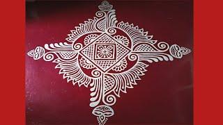 Rangoli Painting On Floor//Alpona Design Simple & Small//Moni Attractive Art