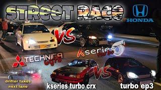 street race v6 mitsubishi technica 6g75 vs turbo kseries civic coupe