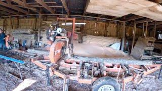 How to Saw a Pole (Tongue) for a Horse Drawn Implement on a Woodmizer Sawmill #682