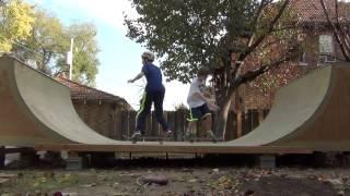 Synchronized Skateboarding on Half Pipe