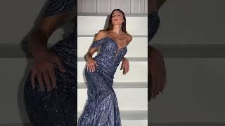 Off the shoulder Navy crystal fitted dress CC0689 #bluedress #formaldress