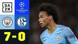 Sahne-Tag: Leroy Sane versohlt Ex-Klub: Manchester City - Schalke 04 7:0 | Champions League | DAZN