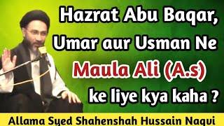 Hazrat Abu Baqar, Umar aur Usman Ne Hazrat Ali ke liye kya kaha by allama shahenshah hussain naqvi