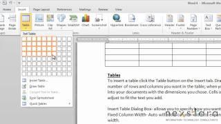 Microsoft Word 2010 - User Guide - Lesson Four - Pages and Tables