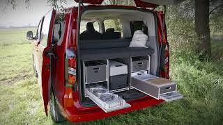 FLIP Camping Box for Ford Tourneo Custom 2024 / Heckküche & Schlafsystem / l'aménagement modulable