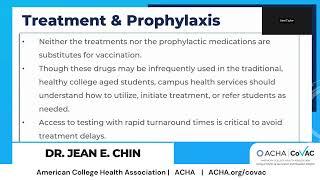 Treatment & Prophylaxis with Dr. Jean Chin, MD, MBA, FACP, FACHA