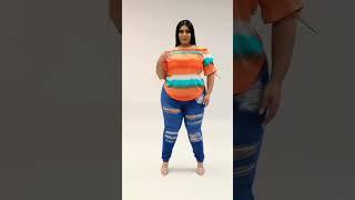 Glamorous  models lifestyle curvy woman in sherah top style. plus size women beauty fashion.