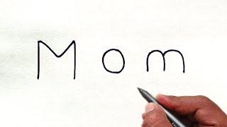 How to Draw Mother From Word MOM | Easy Mother's Drawing | Mother Drawing Video