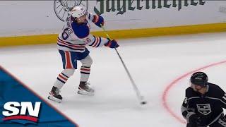 Yamamoto Fires the Puck Through Traffic To Put Oilers Up With 3:03 Remaining In Game 6