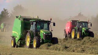 3x John Deere + JD & Kuhn hay round baler | Fienagione 2021 - Pressatura fieno