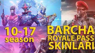 ROYALE PASS BARCHA SEZON SKINLARI BOMBA SEZON 10 17