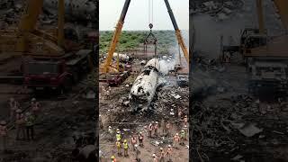 Ahmedabad Plane Crash Recovery | Cranes Lift Wreckage | NDRF & Police on Site