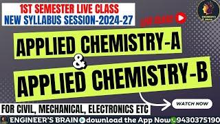 L - 24 APPLIED CHEMISTRY - A & B LIVE CLASS  FOR CIVIL MECH ECS| #biharpolytechnic #sbte