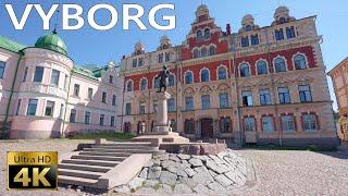 Vyborg Walking Tour - 4K 60fps- City Walk With Real Ambient Sounds - Russia