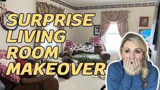 SURPRISE LIVING ROOM MAKEOVER! BUDGET FRIENDLY LIVING ROOM MAKEOVER