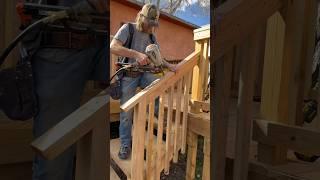 Deck Stair Railing Installation! #construction #contractor #deck #framing #carpenter #carpentry