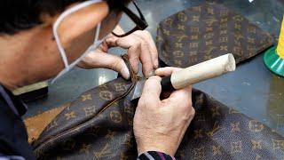 Процесс восстановления старой сумки LOUIS VUITTON. Ремесленник корейской реставрации.