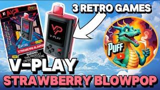 Craftbox V-Play 20k Puffs | 3 Retro Games! | Strawberry Blowpop REVIEW