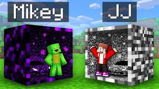 Mikey OBSIDIAN vs JJ BEDROCK Tiny Base Inside a Block in Minecraft (Maizen)