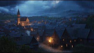 Cozy City Ambience on a Stormy Night | Soothing Rain and Fireplace Sounds for Sleep and Reading