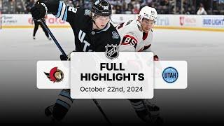 Senators at Utah Hockey Club | October 22, 2024 | NHL Full Game Highlights