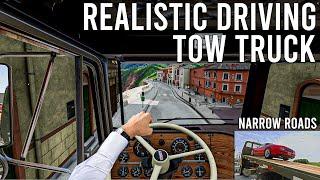 BeamNG, Realistic Driving Towing Expensive Car Through Narrow Roads T300RS + H-Shifter, Wheel Cam 4K