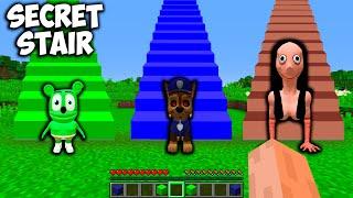 NEW SECRET MOMO & GUMMY BEAR & PAW PATRUL in Minecraft? CHEST vs LAVA vs PORTAL STAIRS !