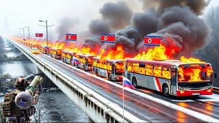 1 hour ago! Ukraine bombed 120 North Korean buses supplying ammunition to the city of Bhacmut