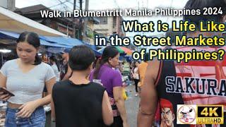 How is Life in a BUSTLING Street Market in the Philippines | Walk in Blumentritt 2024