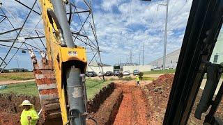 Diggin around a tower. #highvoltage #backhoesrule