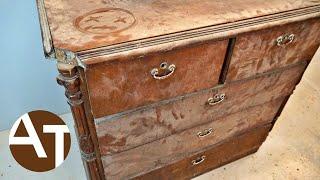 Extremely worn and broken dresser restoration