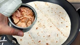 Just put the canned tuna on the tortilla! Delicious, quick and easy to prepare! # 293