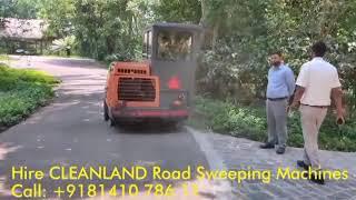 CLEANLAND Ride-On Sweeping Machine (Model: Premium) in action @ a luxury resort in Coorg