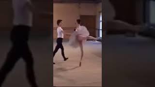 Olesya Novikova and Massimo Garon dancing Satanella pas de deux during graduation partenering exam