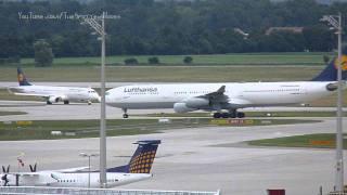 Lufthansa A340-300 landing at Munich Airport